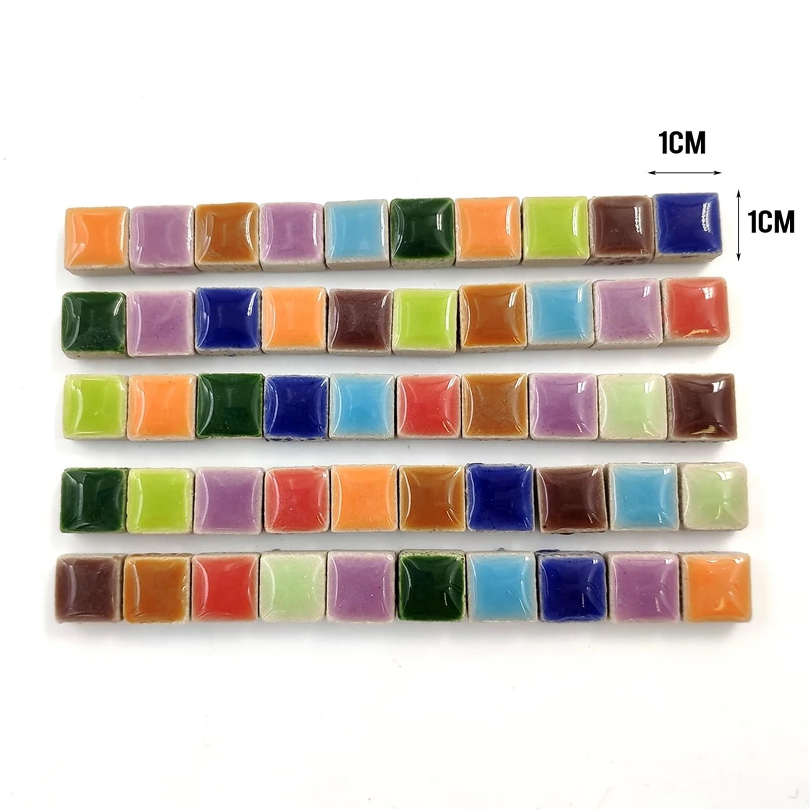 Mini tessere di mosaico in vetro, 100g Multicolor 9x9mm 4mm Thick DIY Glass Mirror Mosaic Tiles(White Transparent)