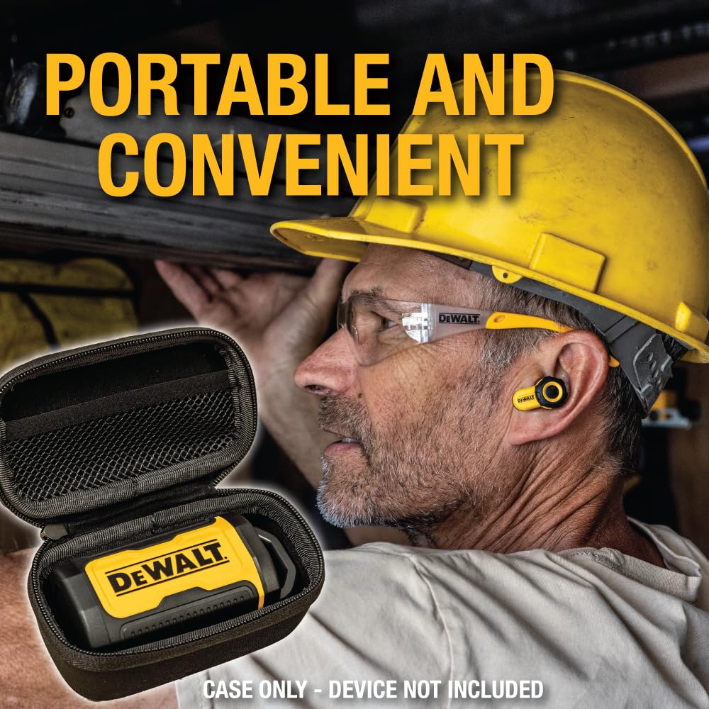 DEWALT Custodia protettiva per auricolari TWS Pro-X2 ANC, compatta e leggera, con custodia rigida in EVA, antiurto, impermeabile, interno morbido e tasca per accessori
