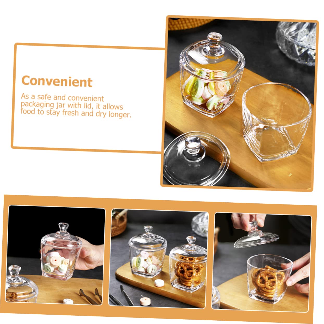 SECFOU Glas Snackbehälter Mit Deckel 260 Ml Klarglas Vorratsglas Luftdicht Teedose Süßigkeitendose