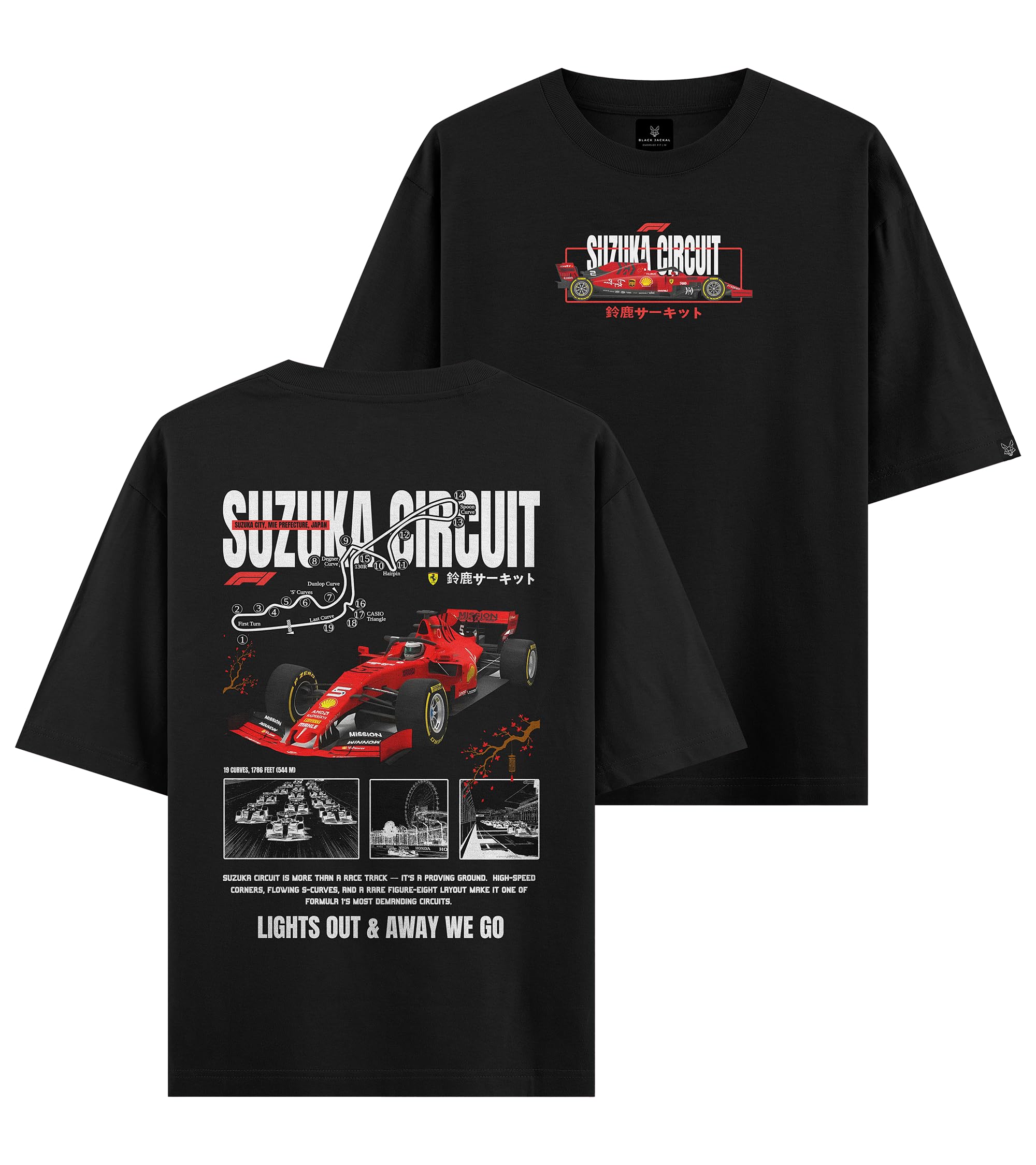 the black jackal Black Jackal | Premium F1 Oversized Unisex T-Shirt | F1 Tee| Suzuka Circuit | Formula 1 Graphic Tee | 100% Bio-Washed Cotton | 240 GSM Fabric-picture-40