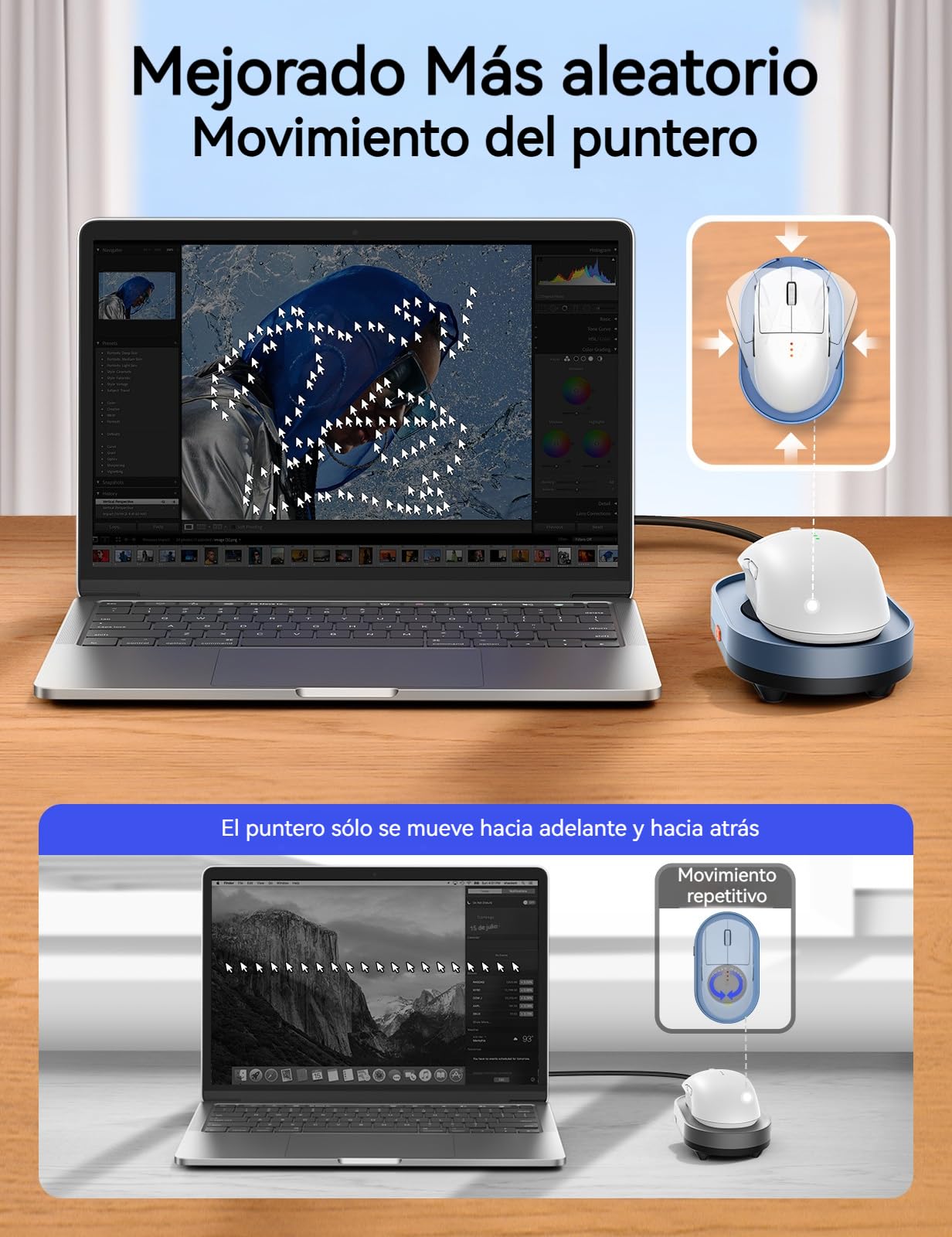 Vaydeer Movimiento de Ratón Indetectable M4 - Dispositivo Jiggler Con Interruptor de Encendido/Apagado, Agitador Sin Conductor, Simulación de Movimiento Para Despertar