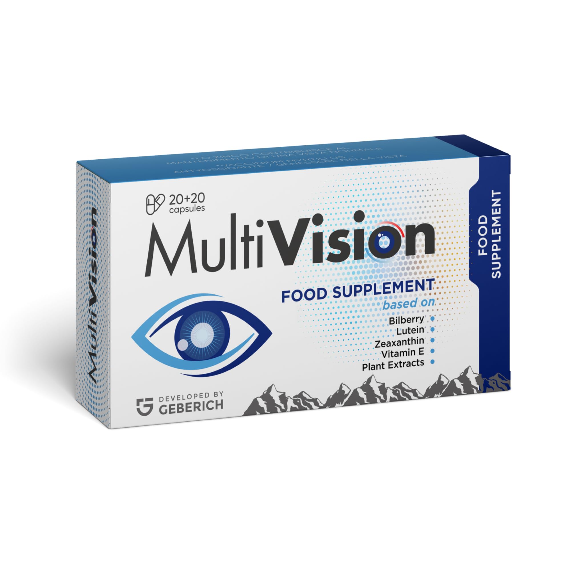 Multi Vision – Migliorare la Visione – 40 Capsule – Integratore Alimentare a base di Mirtillo, Luteina, Hesperidina