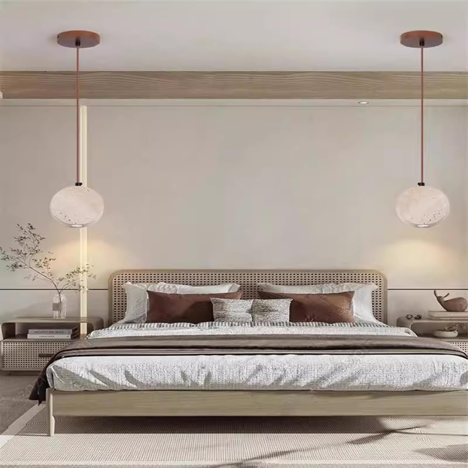 Lampadari a sospensione in pietra di travertino circolari 3,9 pollici