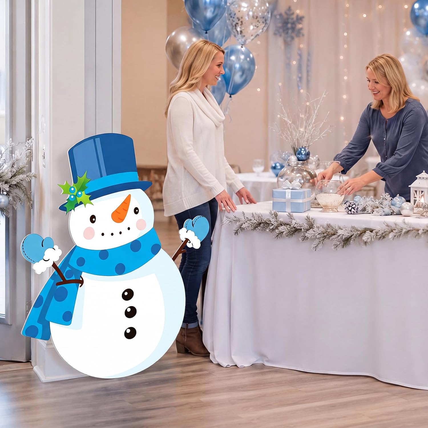 Yinkin 4 Ft Snowman Cutout Stand Up, Corrugated Plastic Yard Sign