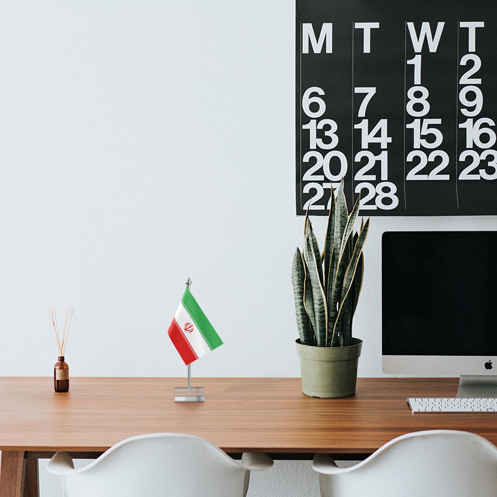 The Flag Company Iran Table Flag | 4x6 Inch National Flag | Stainless Steel Pole with Transparent Acrylic Base | Desk Flag for Office, Events & Home Décor 1