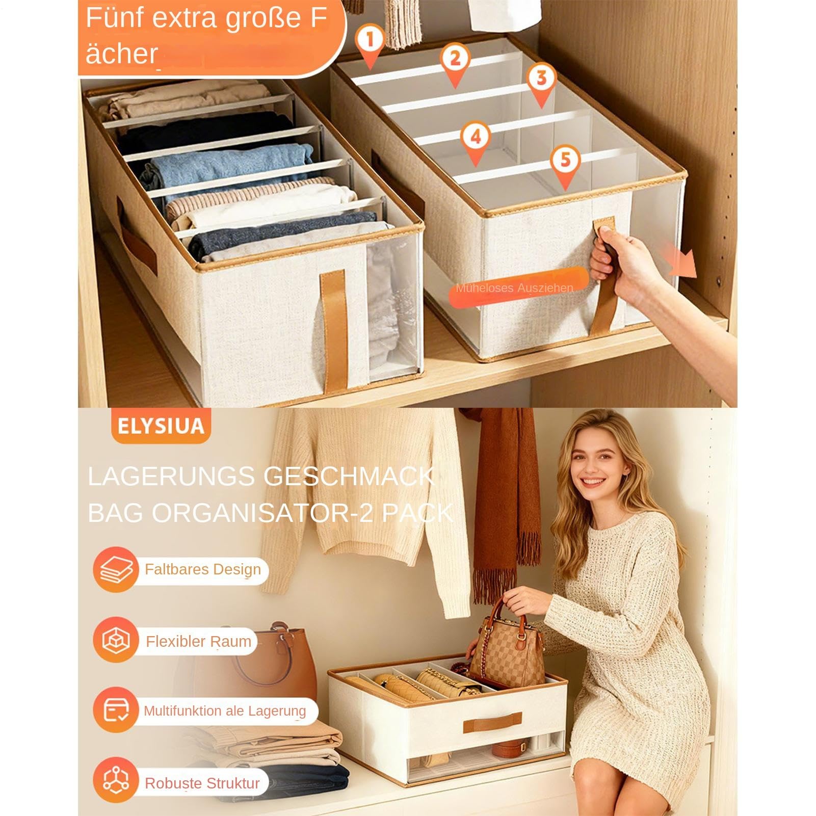 Organizador De Bolsos Para Armario Soporte para Totes Plegable | Soporte de Almacenamiento para Bolsos de Mano Para Jeans Suéteres Pantalones Camisetas Ropa Sujetadores Pañuelos y el