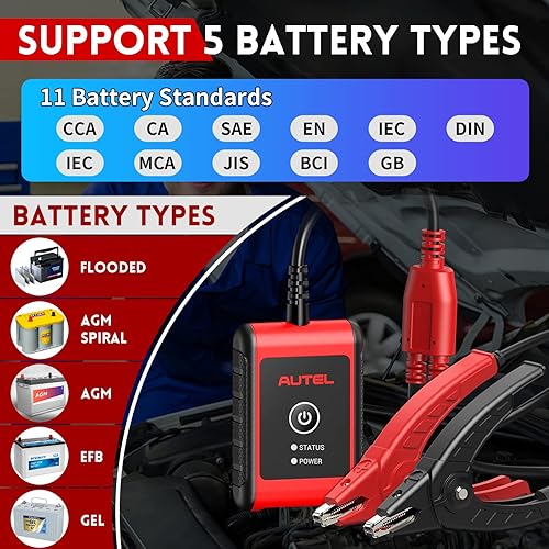 Miniatura 4 de Autel MaxiBAS BT506 - Probador de batería de automóvil, 6 V, 12 V, 100 – 2000, analizador automático de batería CCA, herramienta de escaneo de