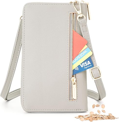 Miniatura 4 de Valentoria Bolso cruzado pequeño para teléfono celular, cartera de cuero para tarjetas de mano para mujer