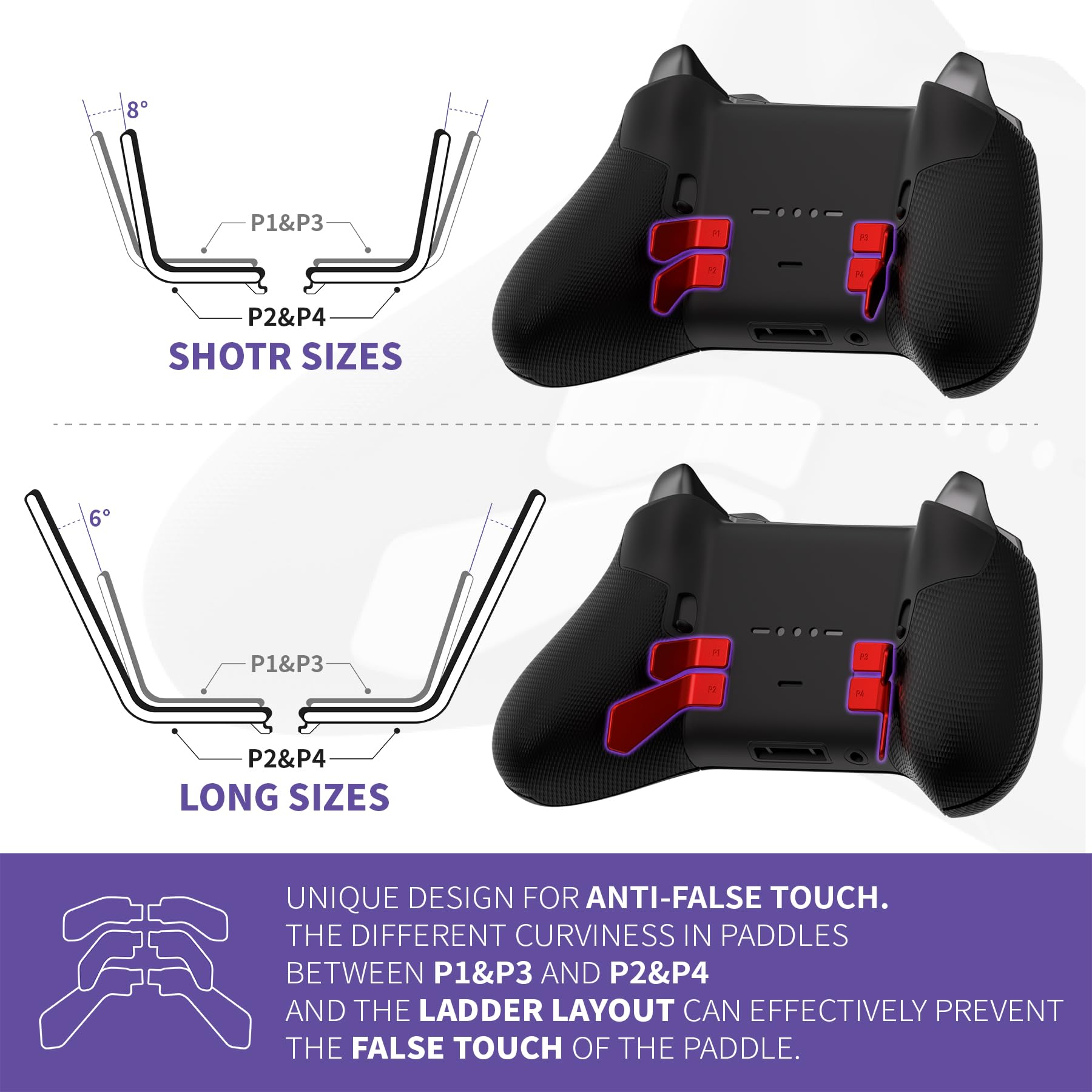 eXtremeRate 6 pcs Palettes Rouge Écarlate pour Xbox One Elite/Elite Seies 2/Elite 2 Core Manette, Swift Palettes pour Xbox One Elite/Elite Seies 2 Manette - 4