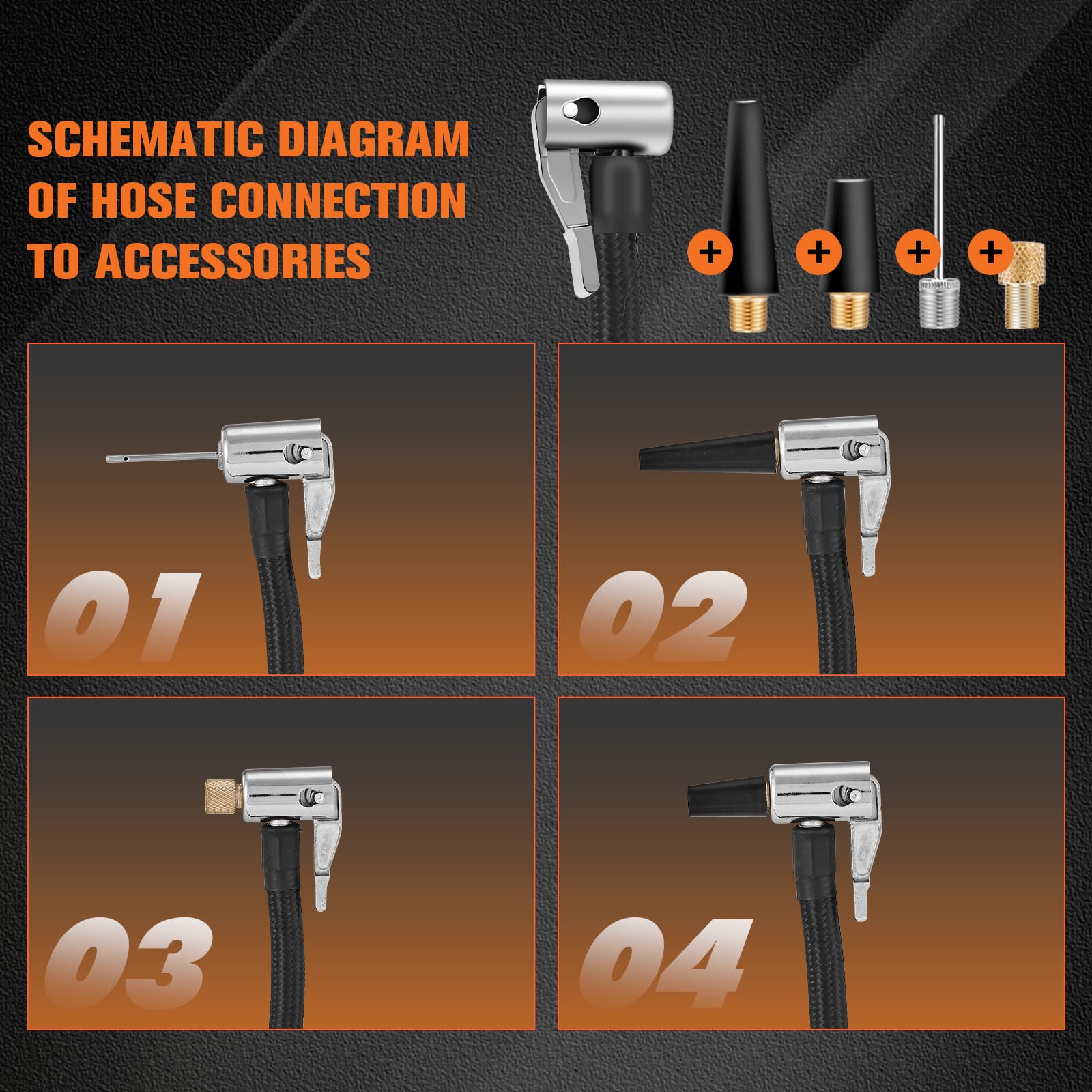 Saker Tire Inflator Portable Air Compressor - 150PSI Car Tires Air Pump with Tire Pressure Gauge Led Light — view 9