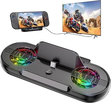 Dock Station for Switch 2, Portable TV Docking Station with 4K@120Hz HDMI Output, USB-C & 2 USB Ports, RGB Lighting, Compatible with Nintendo Switch 2