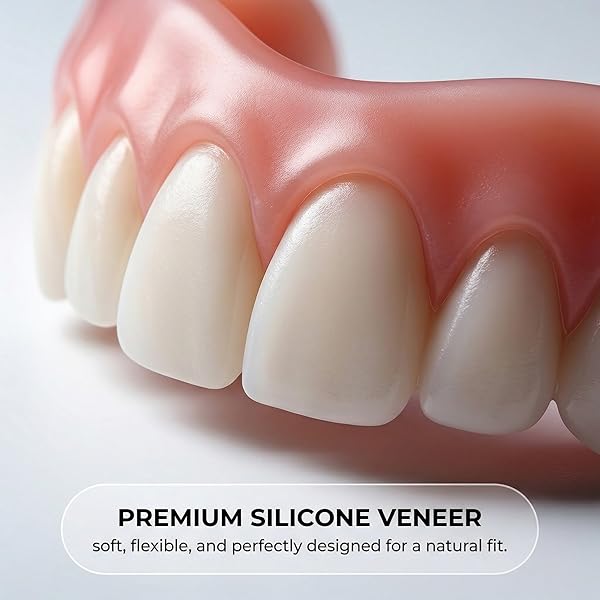 Denti finti da applicare da soli, dentiera finta naturale, Faccette Dentali Universali Superiore E Inferiore Provvisoria Denti Finti,Con gel per la dentizione - 4