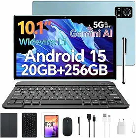 Tablet Xixaomiro M7 10.1" Android 15, 20GB + 256GB, acompanha película, caneta, mouse, teclado e fone de ouvido. Tela 1920x1200, Wi-Fi, câmera 13MP + 5MP, bateria 8000mAh – Azul