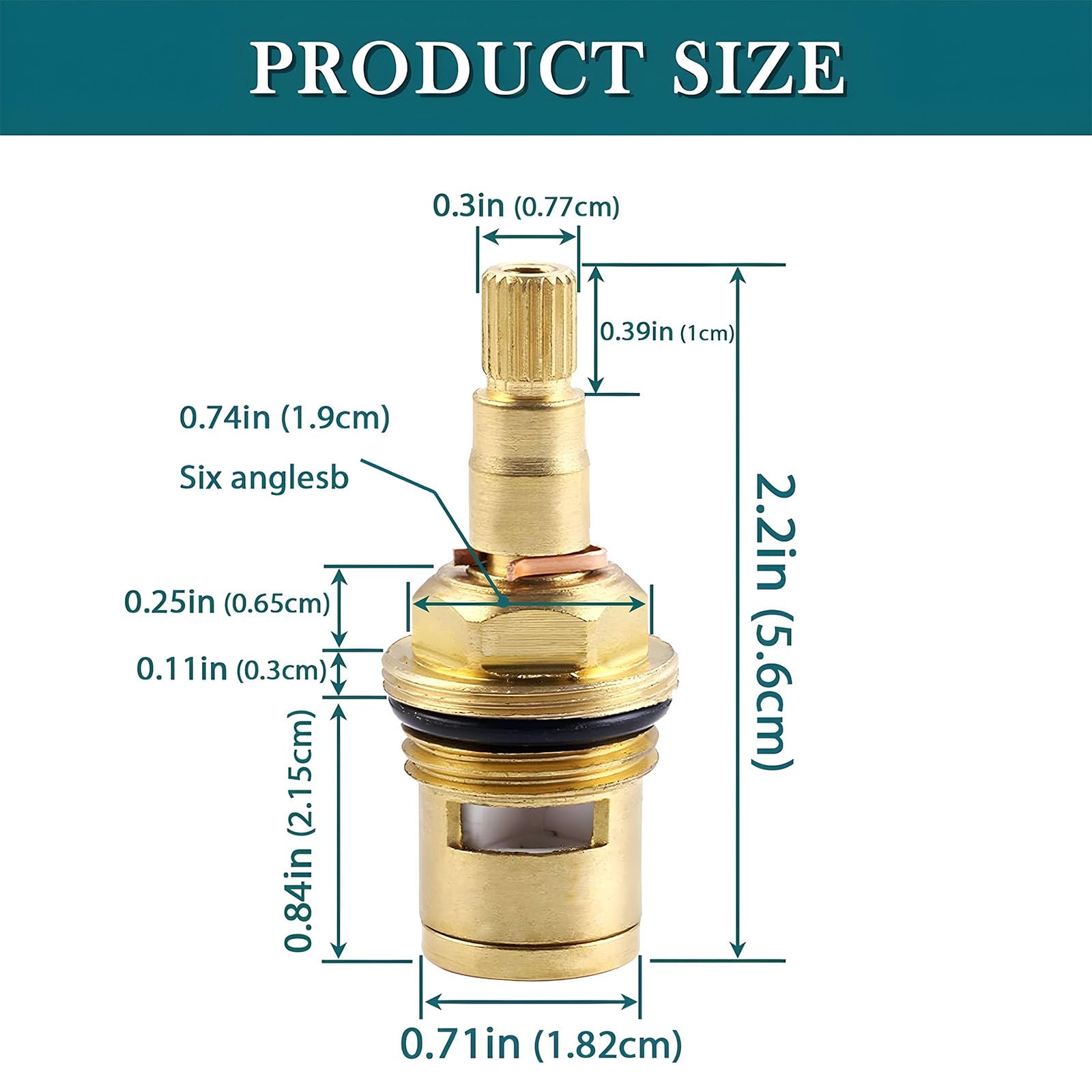1 Pair Universal Replacement Tap,Ceramic Tap Cartridge Replacement Brass Tap Glands Repair Kit 1/4 Turn Tap Cartridge Valves Brass Ceramic Disc Cartridge Faucet Repair Parts(5.6cm) - Image 2