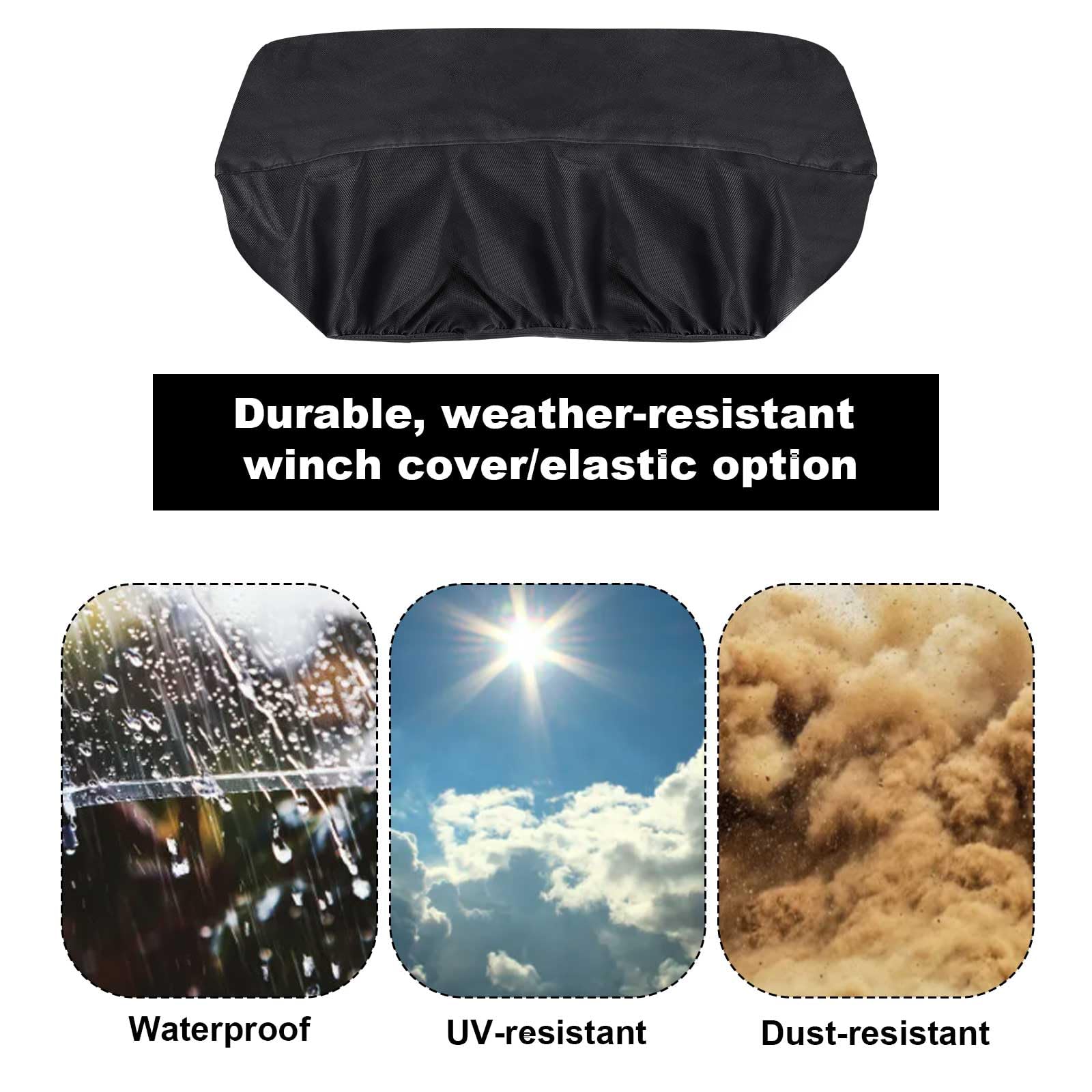 Copertura Verricello, 55x24x19cm Copertura Robusta in Tessuto Oxford Scudo Impermeabile Resistente alle Intemperie per Verricelli Elettrici da 8500 a 17500 Libbre Interni ed Esterni (Nero)