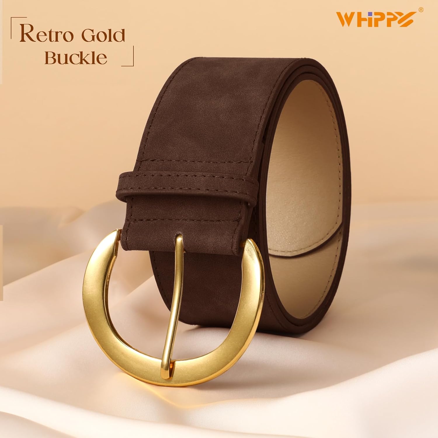 WHIPPY Women’s Wide Leather Belt for Dresses Fashion Casual Laides Thick Suede Belt with Gold Buckle - Image 2