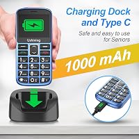 ukuu Nyugdíjas mobiltelefon nagy gombokkal kék, 2.4 hüvelykes színes kijelző, Dual SIM, vészhelyzeti gomb, 1000 mAh, töltőállomás 3