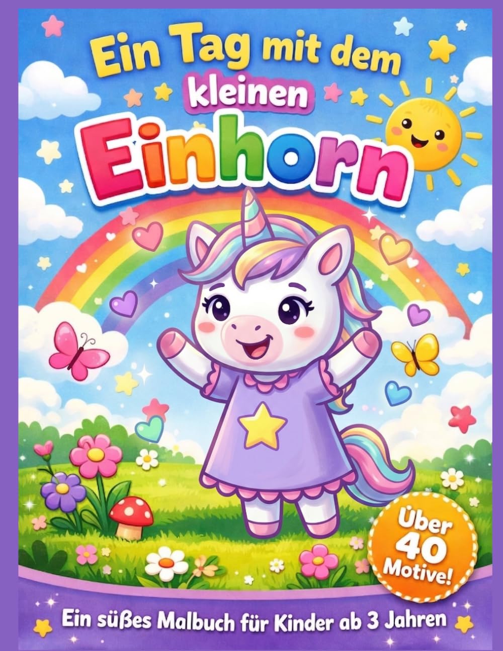 Ein Tag mit dem kleinen Einhorn: Ein süßes Malbuch für Kinder ab 3 Jahren mit über 40 Motiven