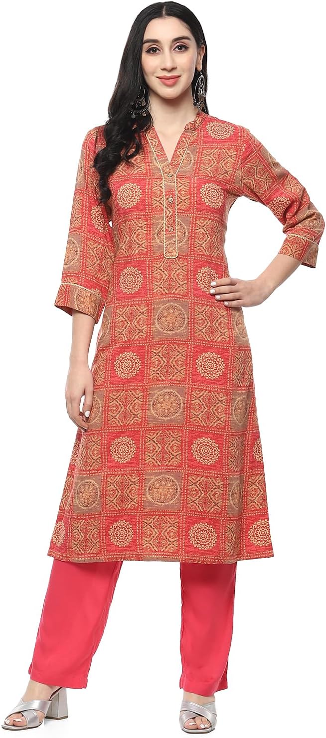 BIBA Women Rayon Straight Fit Kurti