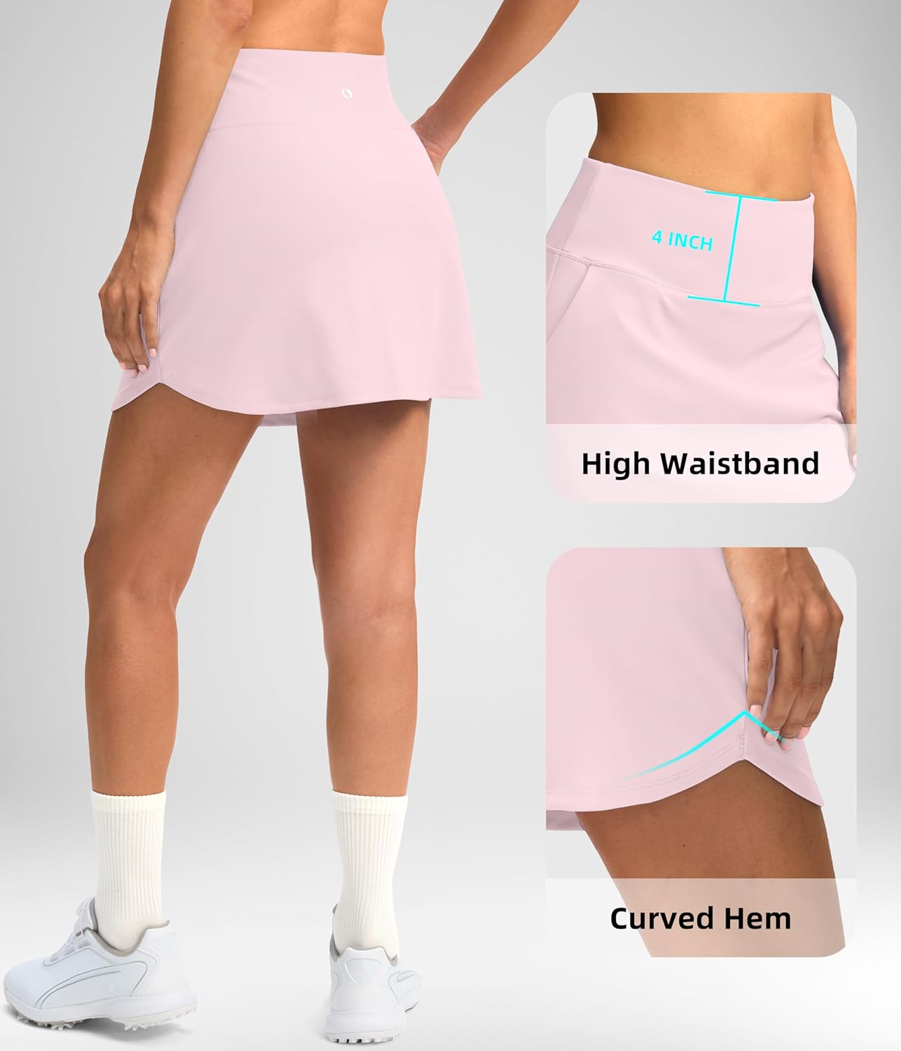 SANTINY 16" Skorts for Women with 4 Pockets High Waisted Stretchy Pickleball Casual Tennis Skirt Athletic Golf Skort