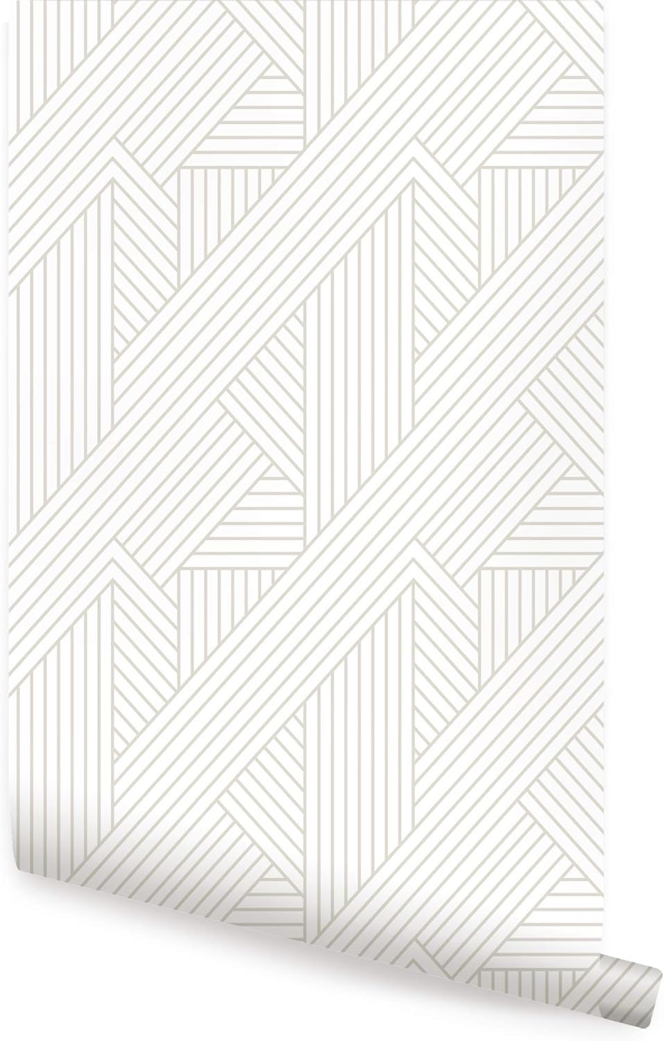 Simple Shapes Interwoven Parquet Pattern Wallpaper - Peel and Stick (Coral, 6 Sheet Pack - 2ft x 9ft)