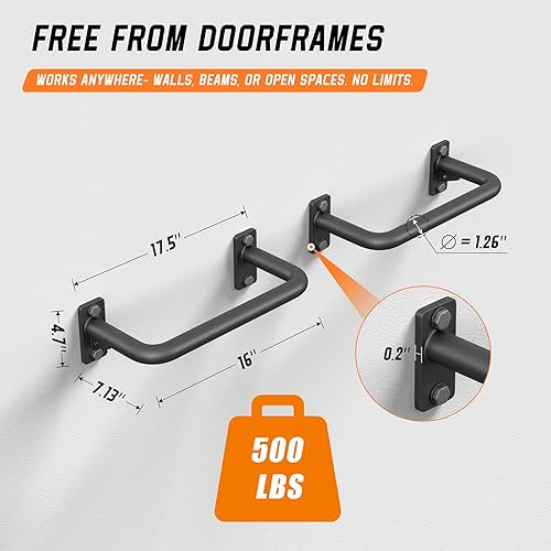 Miniatura 6 de Barra de dominadas para puerta, barras de dominadas de entrenamiento de fuerza resistente para gimnasio en casa, montaje en pared, montada en viga,