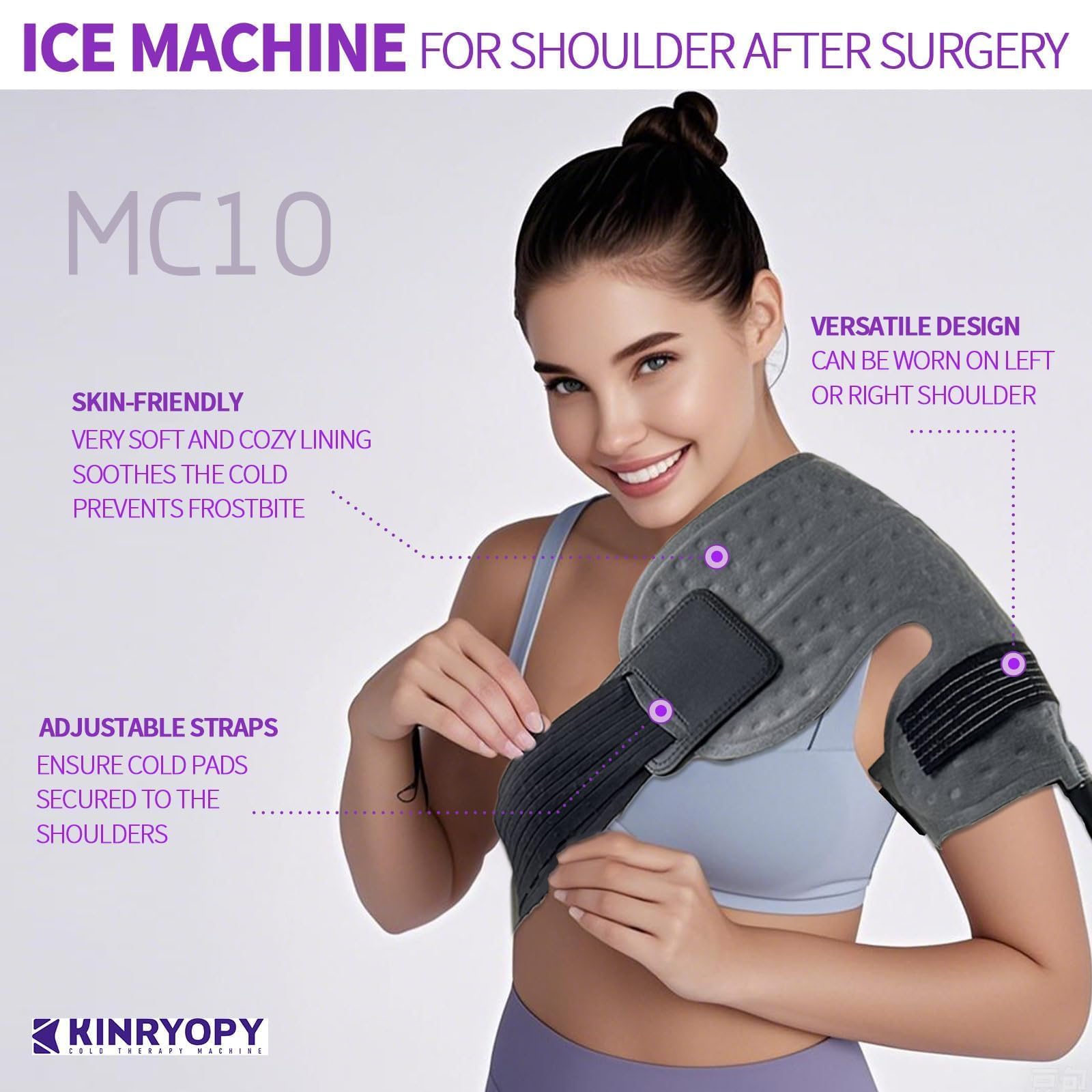 Máquina de terapia de frío para hombro con temporizador programable, máquina de hielo portátil para hombro después de la cirugía, sistema de recuperación de reemplazo ligero, alivio del dolor de
