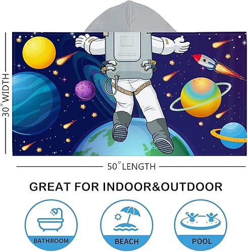 Miniatura 6 de Toalla de playa para niños, toallas de baño para niños con capucha, toalla con capucha para niños y niñas, 30 x 50 pulgadas, toalla de baño suave de