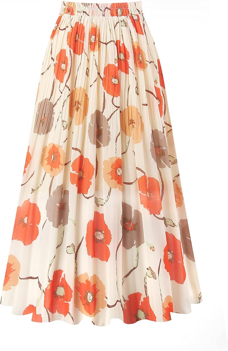 Kingfancy Falda plisada para mujer, falda midi de línea A