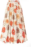 Kingfancy Women's Pleated Chiffon Midi Skirt - Elastic High Waist A-Line Lined Skirt for Casual & Party Wear