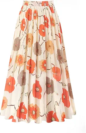 Women's Pleated Chiffon A-Line Midi Skirt with Elastic Waist