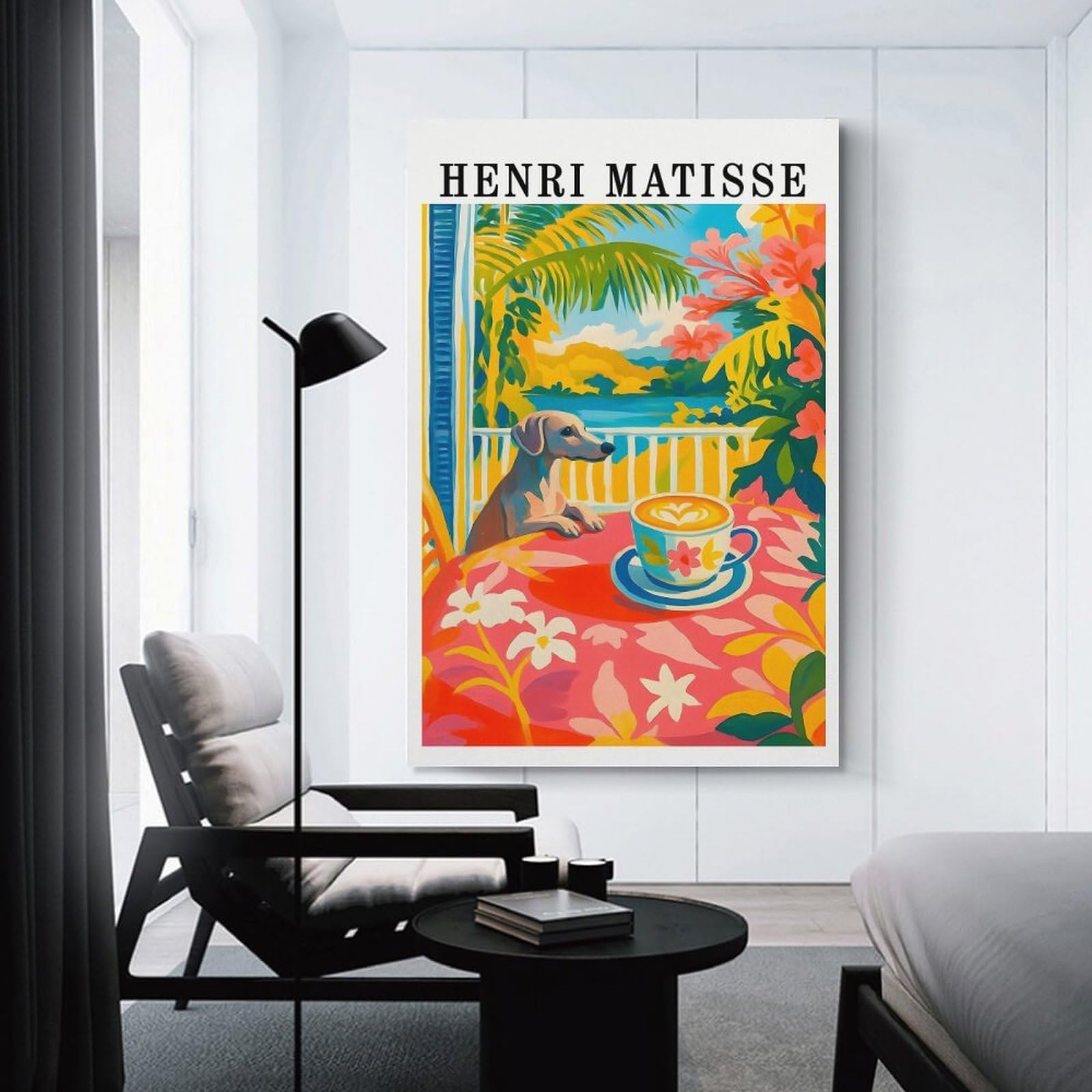 Junmoney Henri Matisse Style Tropical Scene Canvas Wall Art, 12x18inch(30x45cm), for Bedroom Decor, Cosy Corners Or Studios, Stylish Decor for A Restful Room Update