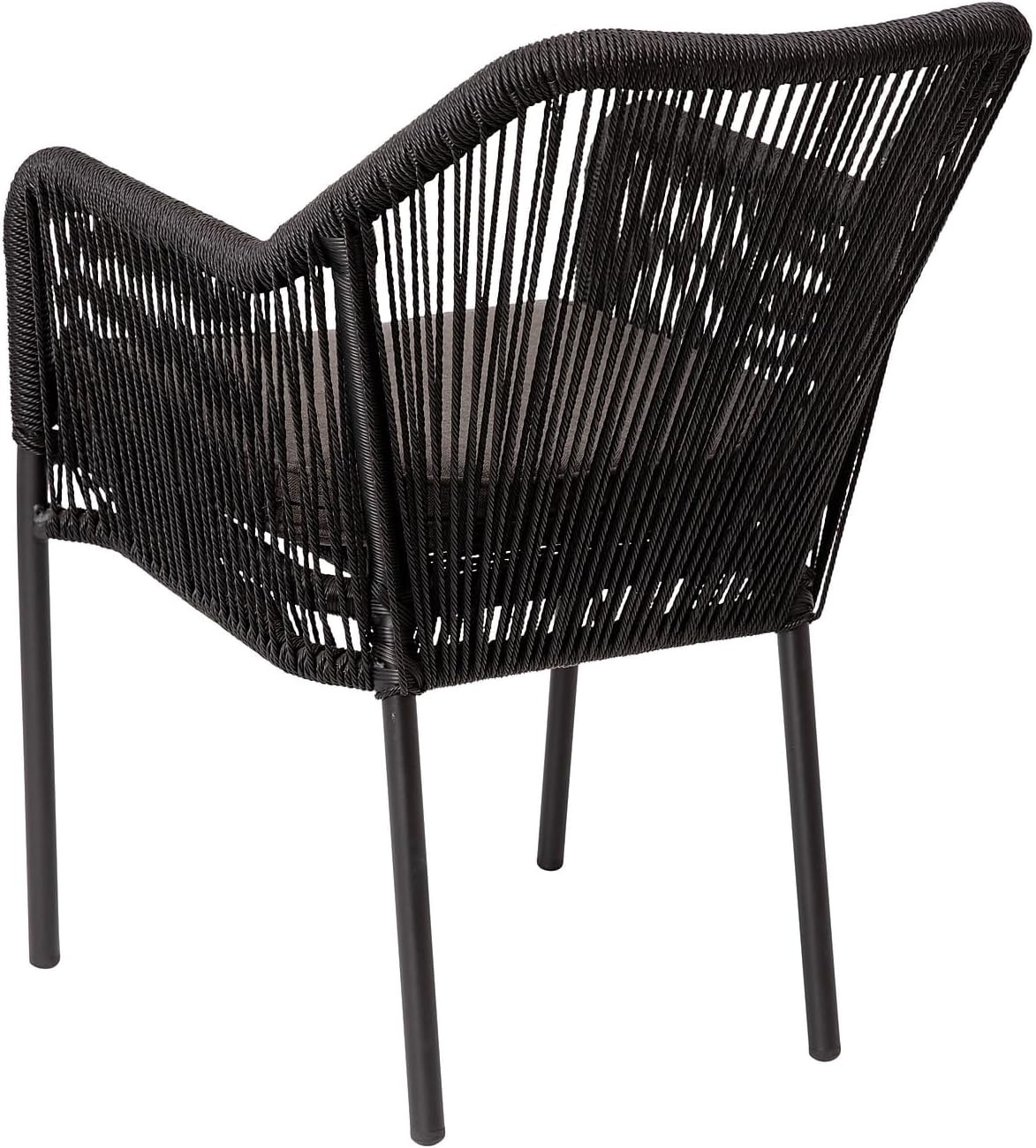 Flash Furniture Kallie Set of 2 Indoor/Outdoor Stacking Club Chairs with Arms - UV Resistant Woven Black Seat & Back - Gray Zippered Cushions - Black Aluminum Frame