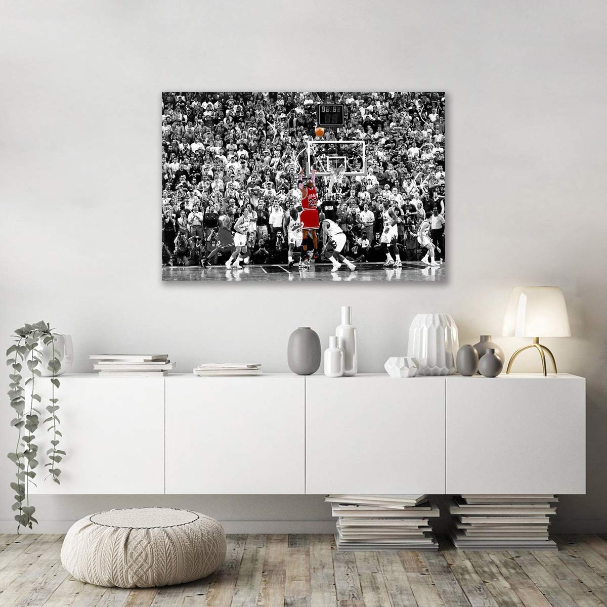 El último Disparo De Michael Jordan En 1996 Pintura De Lienzo De Arte De Pared Fan Impresión De Póster Cuadro De Pared Para La Decoración De La Sala De Estar (Art-3,50_x_70_cm(Con marco))