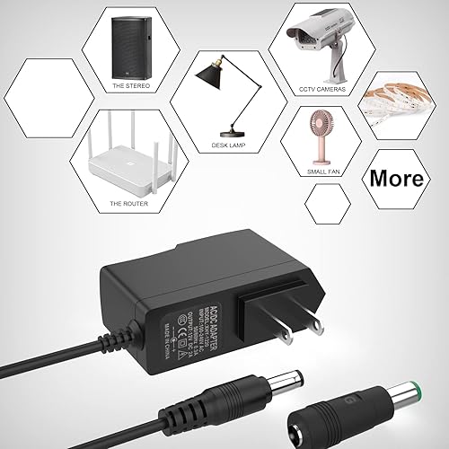 Vista 6 de Cargador adaptador de CA de 12 V 2 A con 10 puntas, cable de fuente de alimentación regulado de 12 voltios 2000 mA para tira de luz LED, cámara