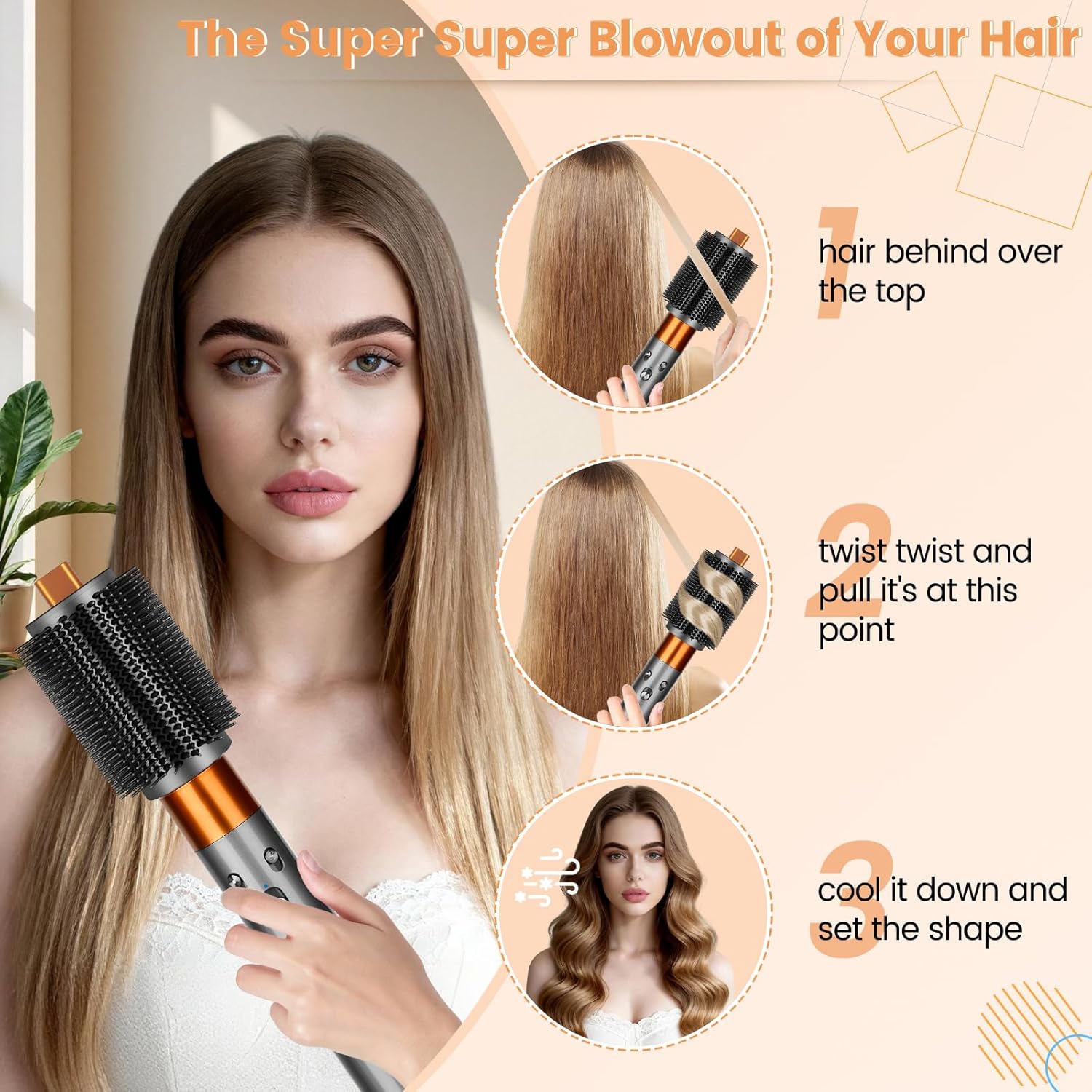 Upgraded Large Round Volumizing Brush Attachment for Dyson Airwrap HS01/05/08, Round Brush for Dyson Air wrap Accessories for Straighten Fast Dry Big Curls Add Volume - Image 8