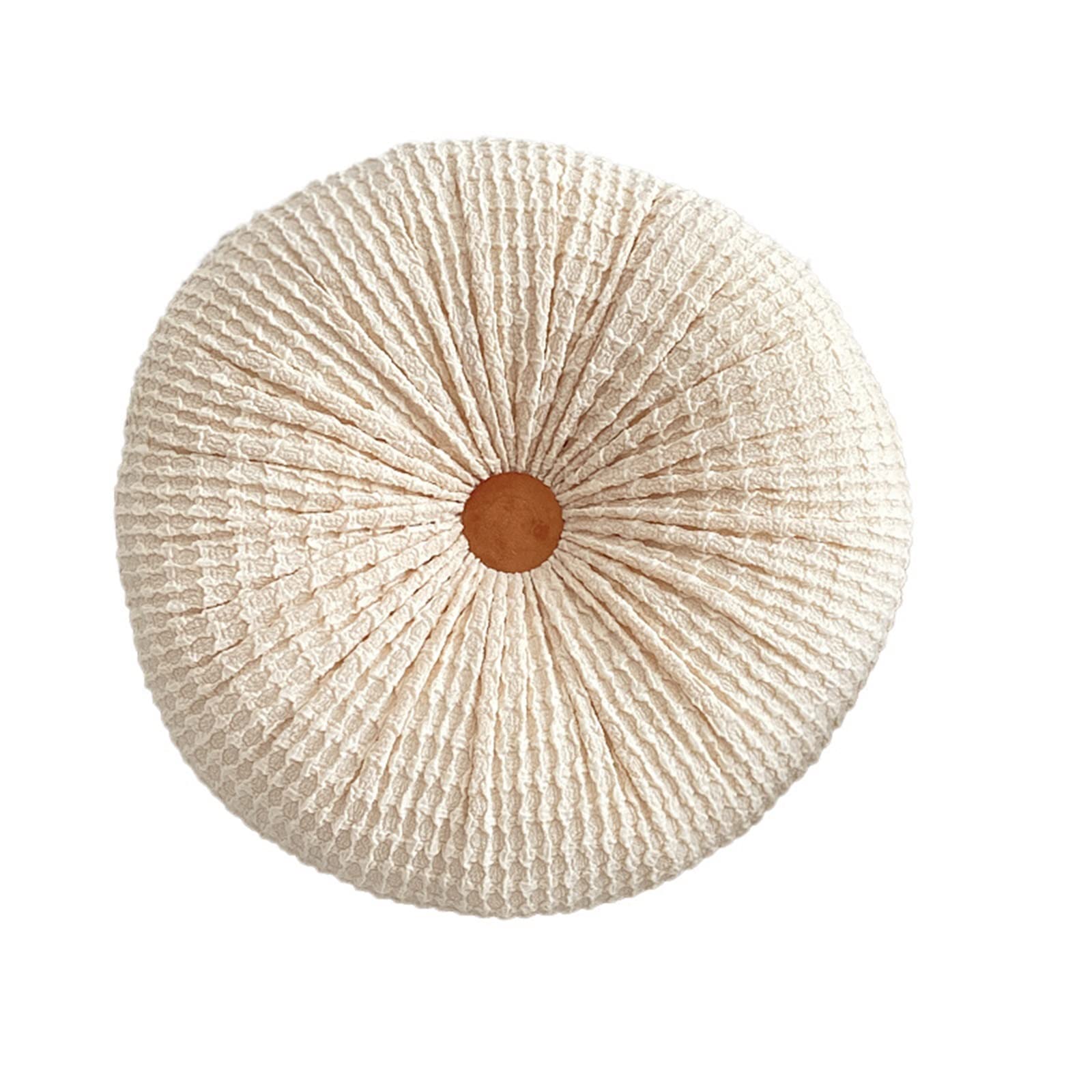 JINGYAN Chair Pads Unique Round Pouf Floor Mat Filled With Hand-made Pleat Dining Chair Bay Window Soft Seat Pillow(Beige)