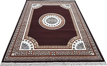 Sifa Carpet Traditional Design Polyster Carpet for Living Room with Anti Skid - (6x8 Feet Brown Color)