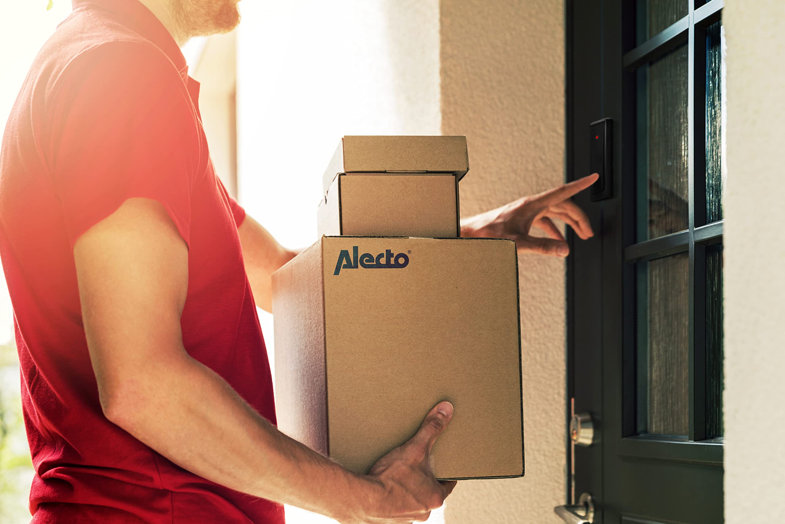 Alecto ADB30 Funk Türklingel - Kabellose kinetische Hausklingel - Batterielos - IP44 Wasserdicht - 36 Melodien - 4 Lautstärkestufen - Erweiterbar auf bis zu 6 Empfänger - Schwarz