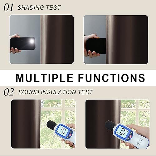 Miniatura 4 de XWZO Cortinas 100% opacas de 54 pulgadas de largo con alzapaños, cortinas de ventana con aislamiento térmico y eficiencia energética, ojales en la