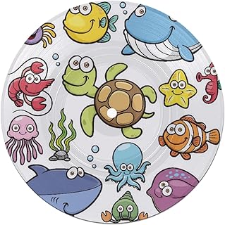 Sottobicchieri da record per bevande,collezione di animali dell'oceano Allegro nuoto pesce pagliaccio e pesce palla Gamberetti,assorbente6 pezzi Sottobicchieri per dischi Protezione efficace Desktop