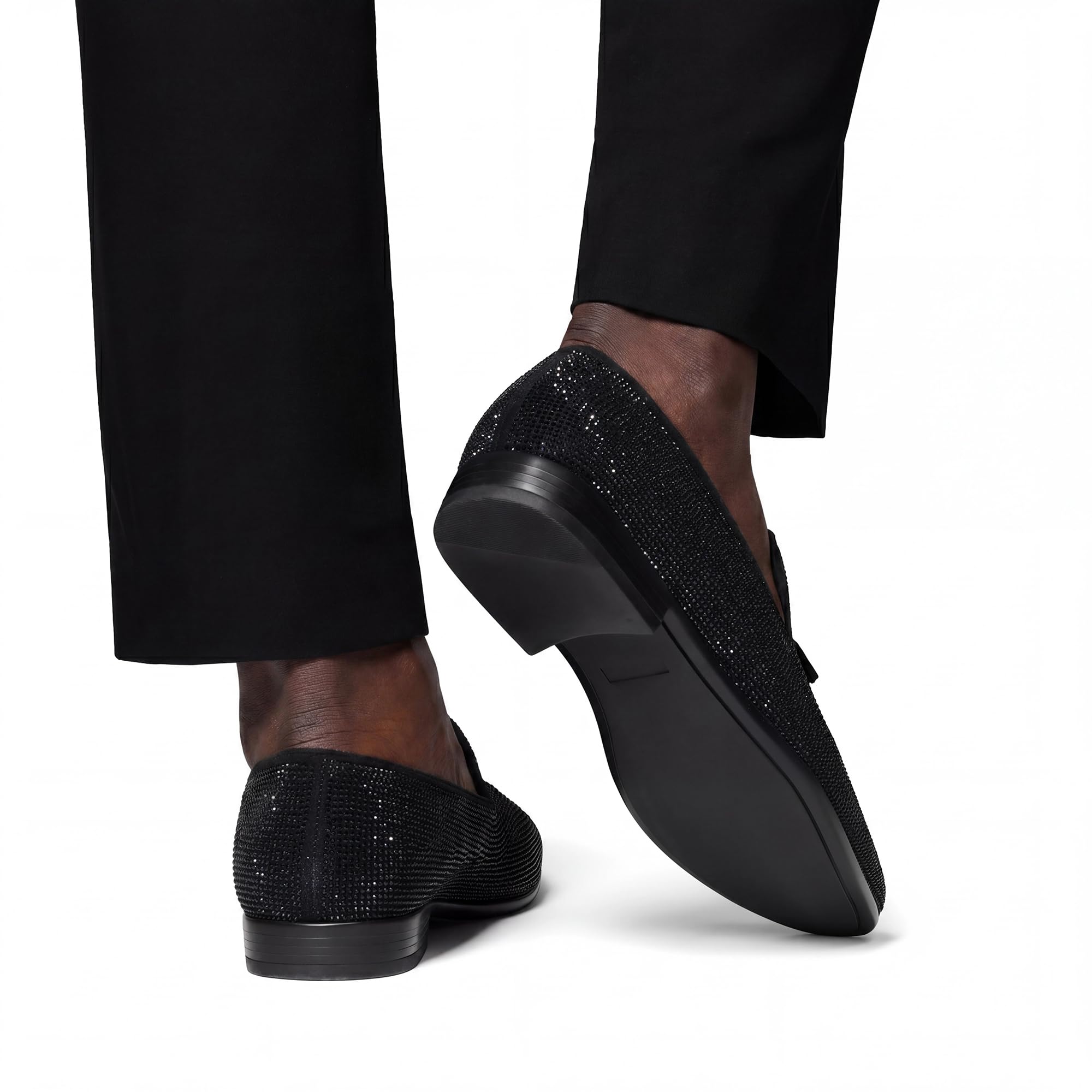 Bruno Marc Mocasines de vestir con borlas para hombre, cómodos zapatos de esmoquin con diamantes de imitación para boda, fiesta, graduación
