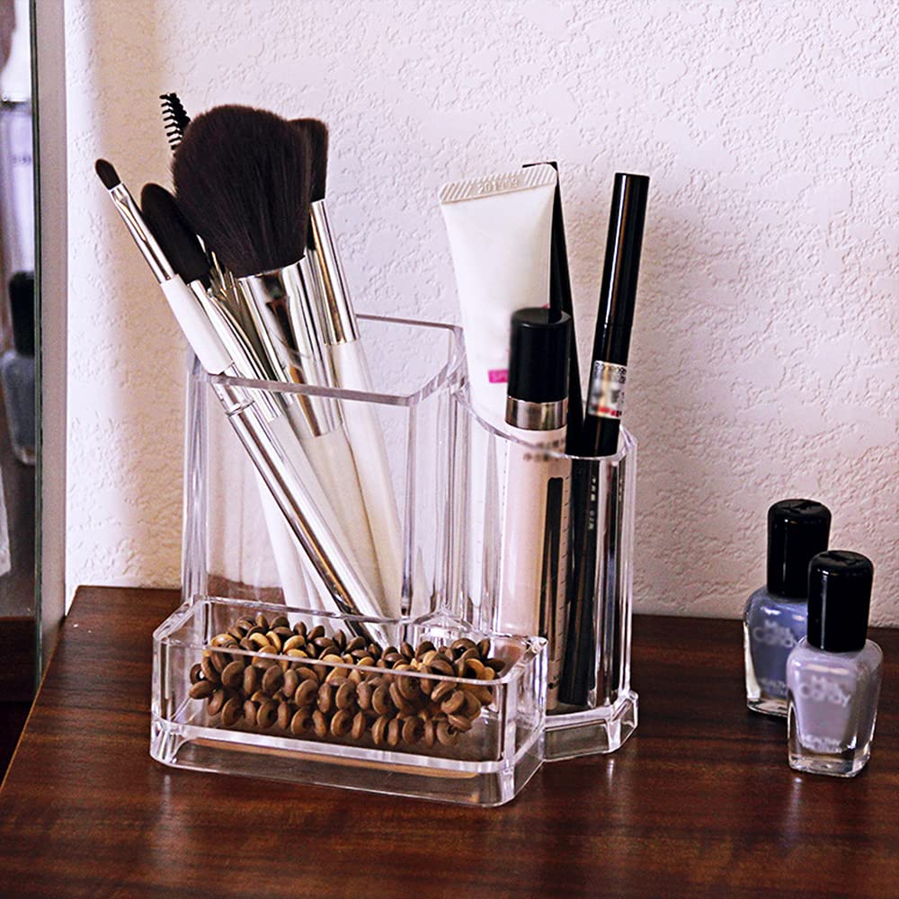 Porta pennelli Organizer per Trucco 3 Sezioni Supporto Acrilico per Cosmetici per Trucco, Casa, Ufficio, Bagno