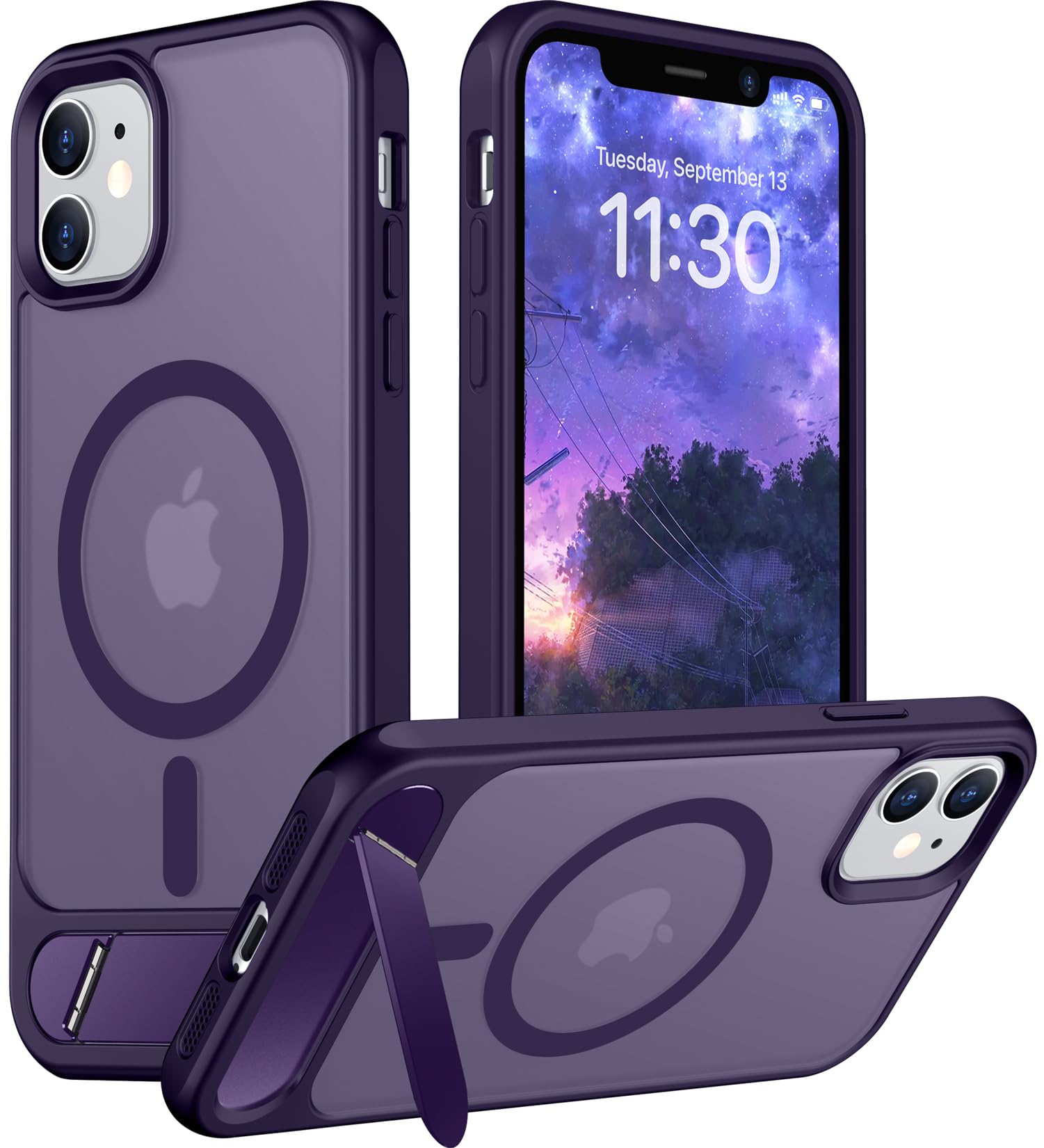 Temdan Magnetic Compatible with iPhone 11 Phone Case, [Built-in Invisible Kickstand][Compatible with MagSafe] [Military Grade Shockproof] Slim Translucent Matte Phone Case for iPhone 11 6.1"