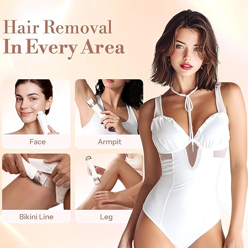 Miniatura 4 de Recortadora de bikini para mujer, afeitadora eléctrica 2 en 1 para mujer, recortadora de pelo púbico, impermeable, IPX7 con LED, maquinilla de