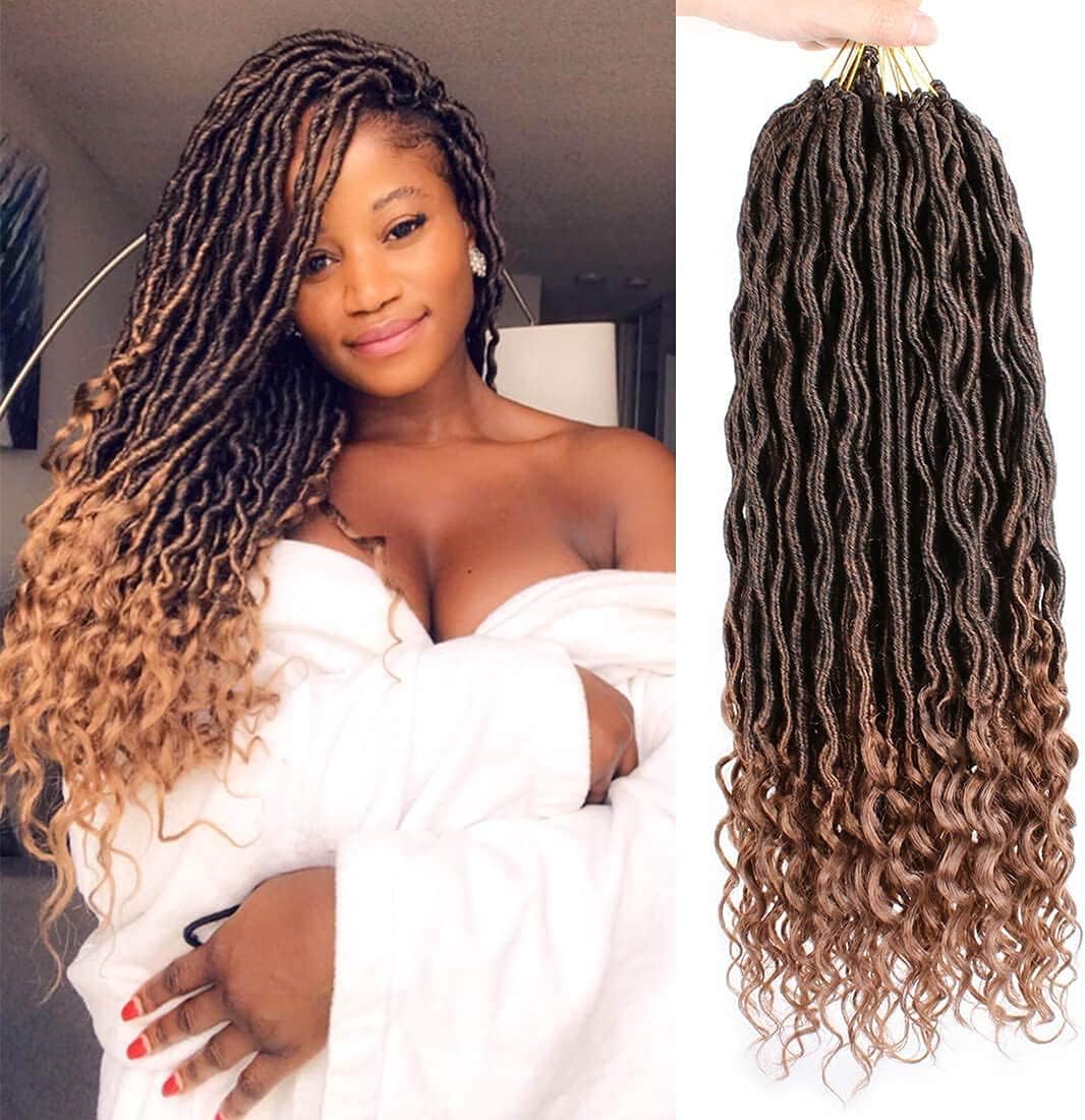 Xtrend 18 Inch 6Packs Faux Locs Crochet Braids Hair Curly Synthetic Extensions Faux locs Braiding Hair Afro Kinky Soft Dread Dreadlocks 20Roots/Pack for Black Women T30#