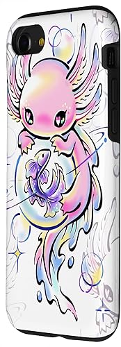 Miniatura 2 de Funda para iPhone SE (2020) 7 8 Cute Kawaii Axolotl Purple Magical Crystals Case