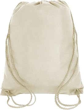 Drawstring Tote Backpack Non-Woven Cinch Sack Bag Swim Camp Party Favor 25 Pack Natural