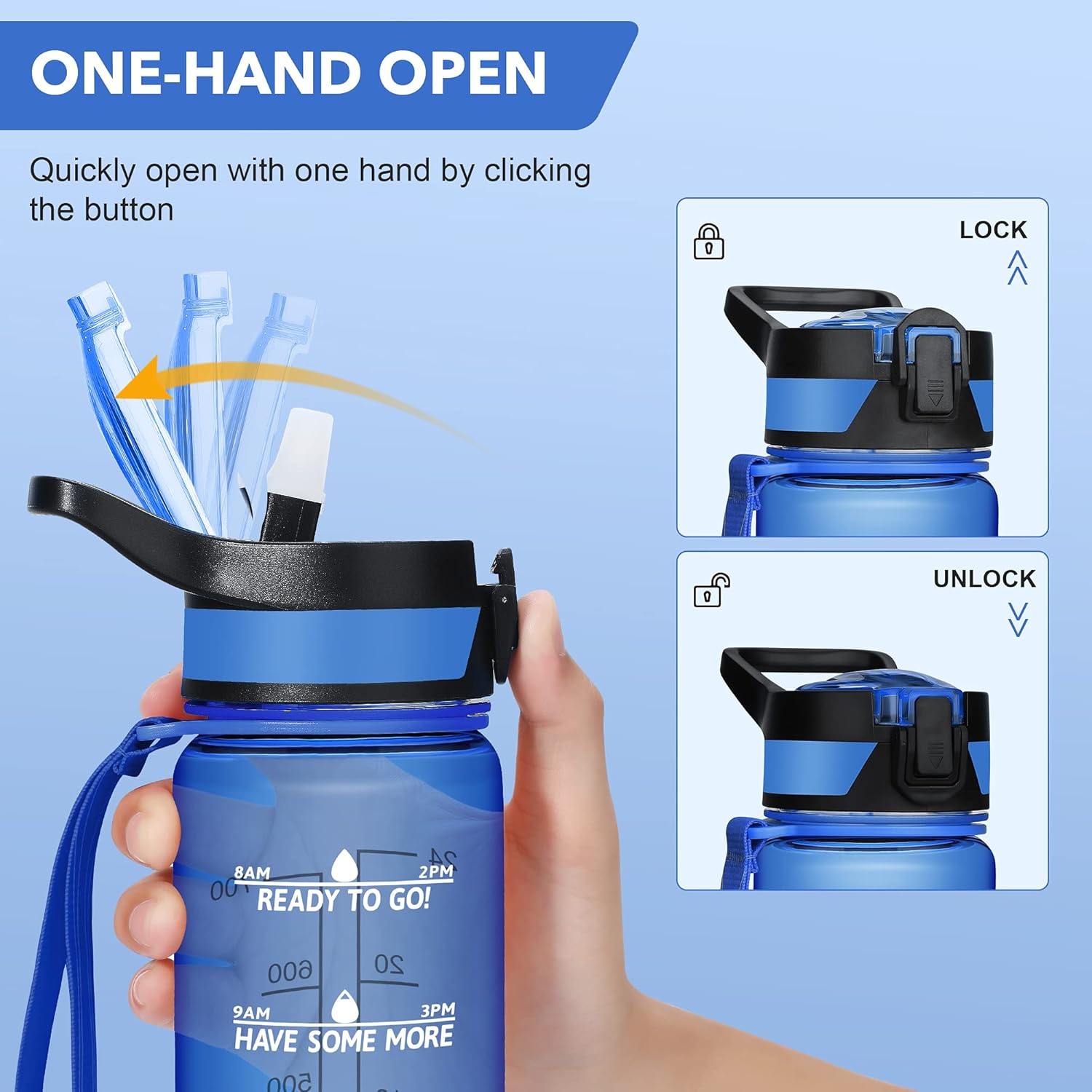 PASER 24OZ Water Bottle 750ML Drinking Bottle BPA Free with Safety Lock and Inspirational Time Mark Water Jug for Gym Office Home &Outdoor Activities Including Gift Box… : Sports & Outdoors