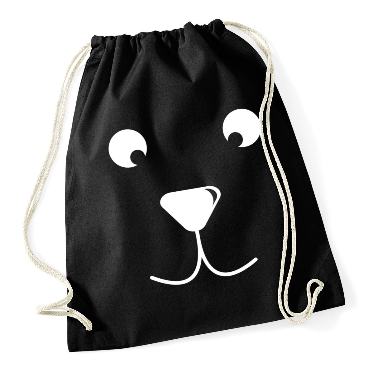 Hippowarehouse Bear Face Drawstring Cotton School Gym Bag 37cm x 46cm, 12 litres